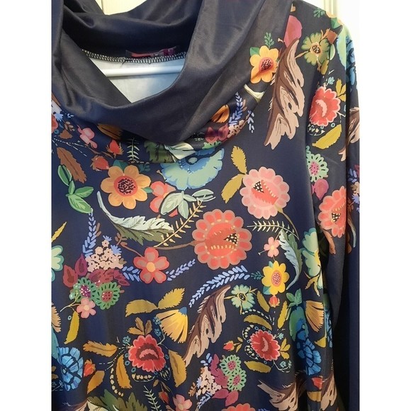 Azalea by Firmiana Women's Brown Floral Flowers Cowlneck Dress Sz. S - Picture 6 of 8